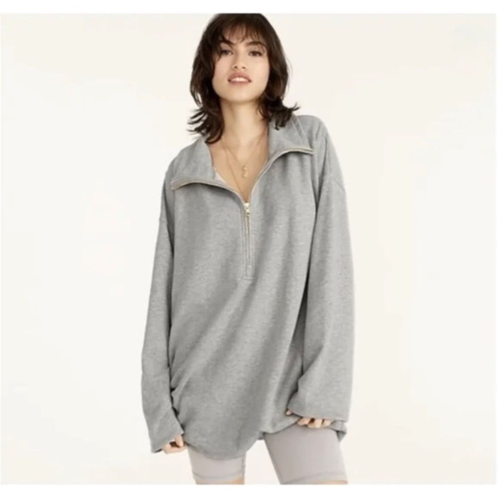 J. Crew University Terry Half-Zip Tunic NEW - Picture 1 of 12